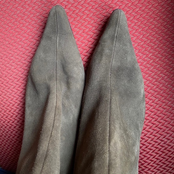 Olive Suede Zip Ankle Booties - Picture 5 of 15